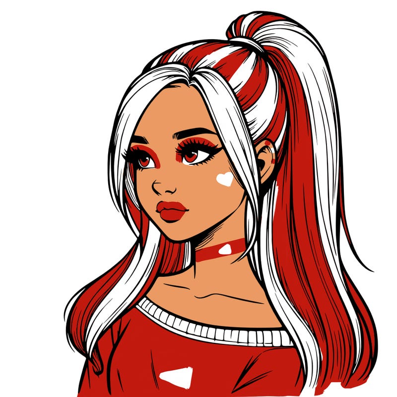 realistic girl with a high ponytail