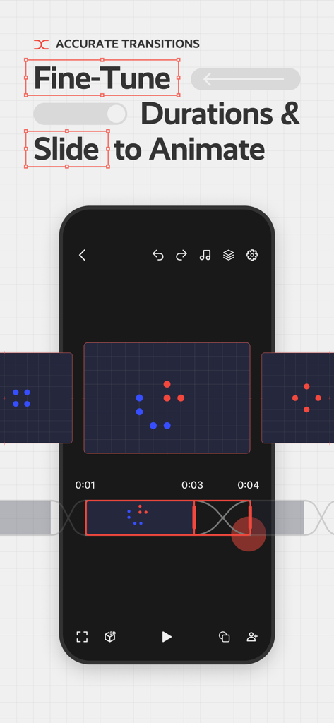 Interface for fine-tuning dance formation transition durations and animations