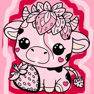 cute strawberry cow