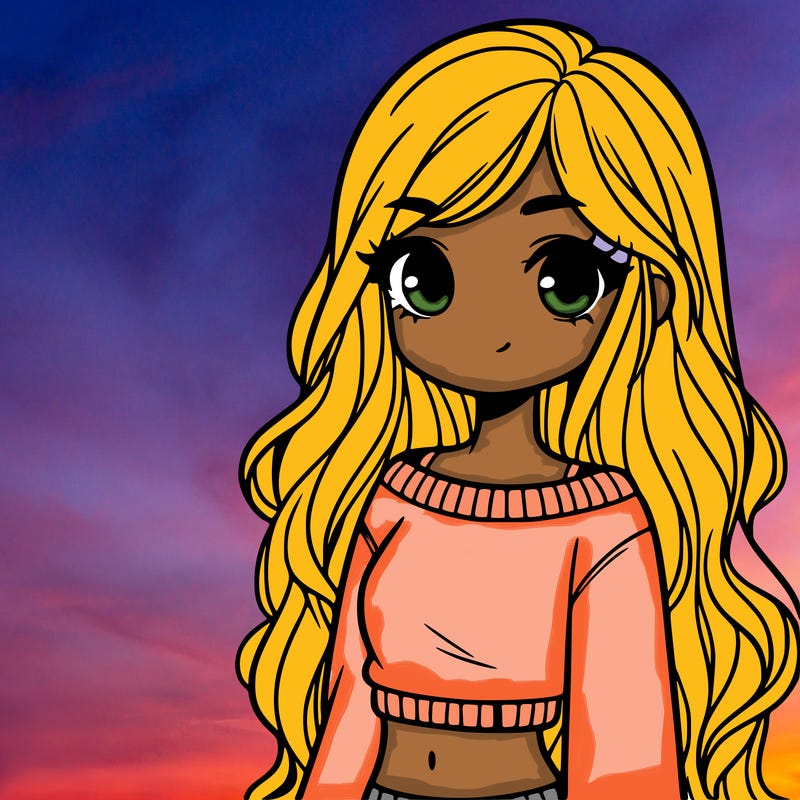 girl with long hair and a crop top with a sweater