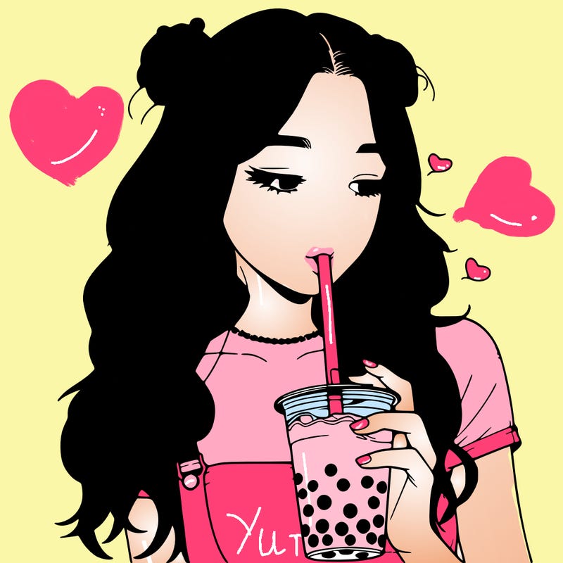 aesthetic realistic girl with boba