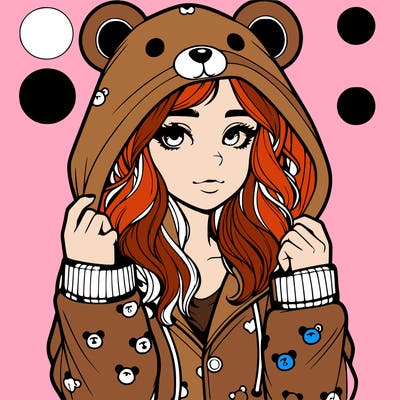realistic girl in a animal pjs hoodie