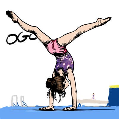 realistic gymnastic hand stand girl in four splits