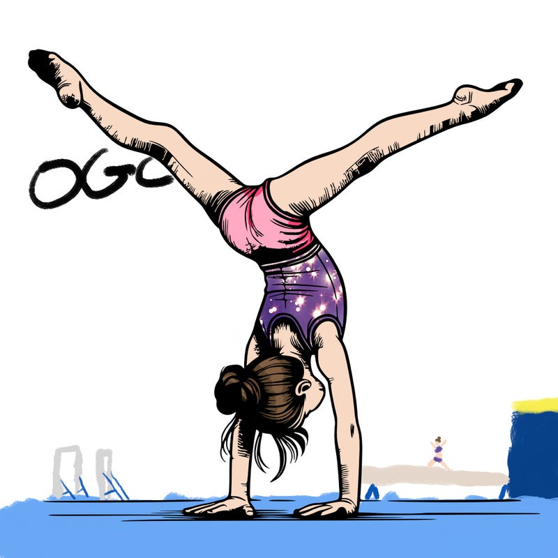 realistic gymnastic hand stand girl in four splits