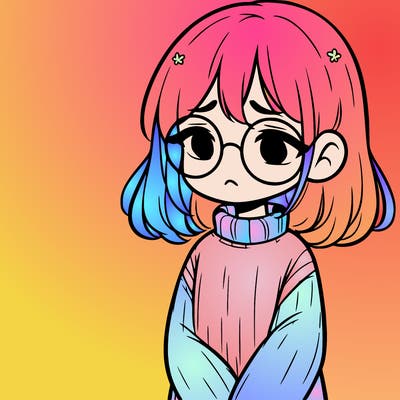 sad girl with glasses in a sweater