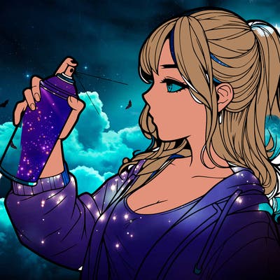 a realistic girl spray, painting