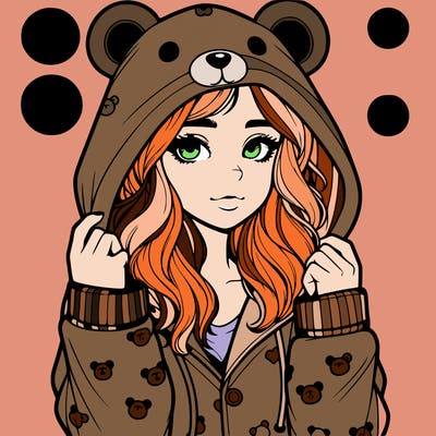 realistic girl in a animal pjs hoodie