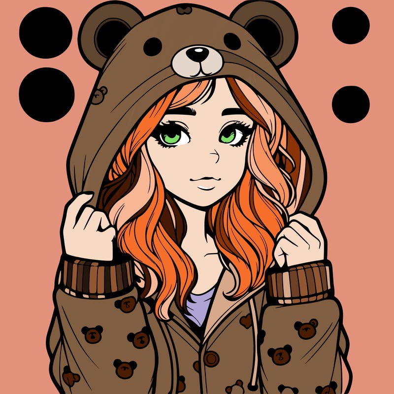 realistic girl in a animal pjs hoodie