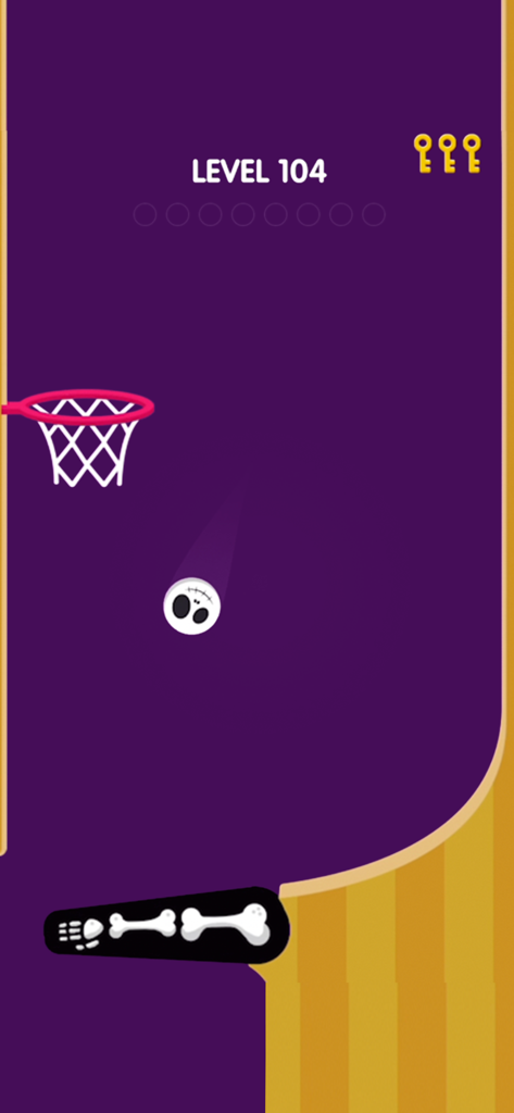Flipper Dunk - Gameplay de Flipper Dunk com uma bola de caveira e fliper de osso no nível 104