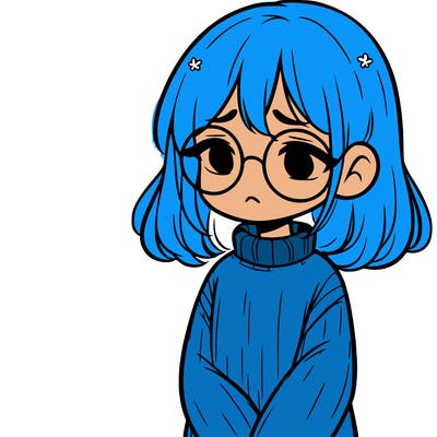 sad girl with glasses in a sweater