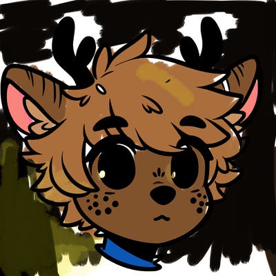 a humanoid deer with soft fluffy ears