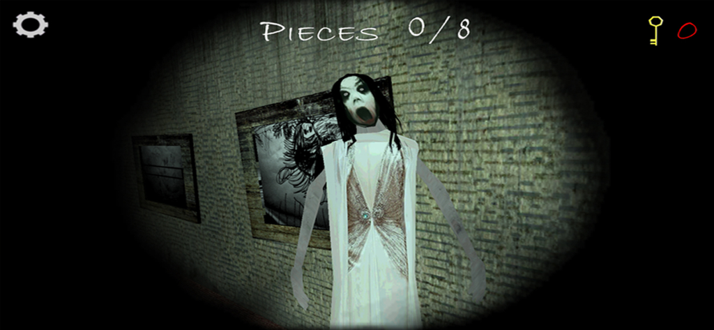 House Of Slendrina - A terrifying jump scare encounter with Slendrina in a dark hallway within the House of Slendrina mobile game.