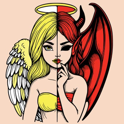 realistic angel half demon