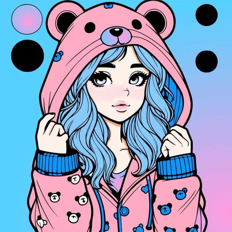 realistic girl in a animal pjs hoodie
