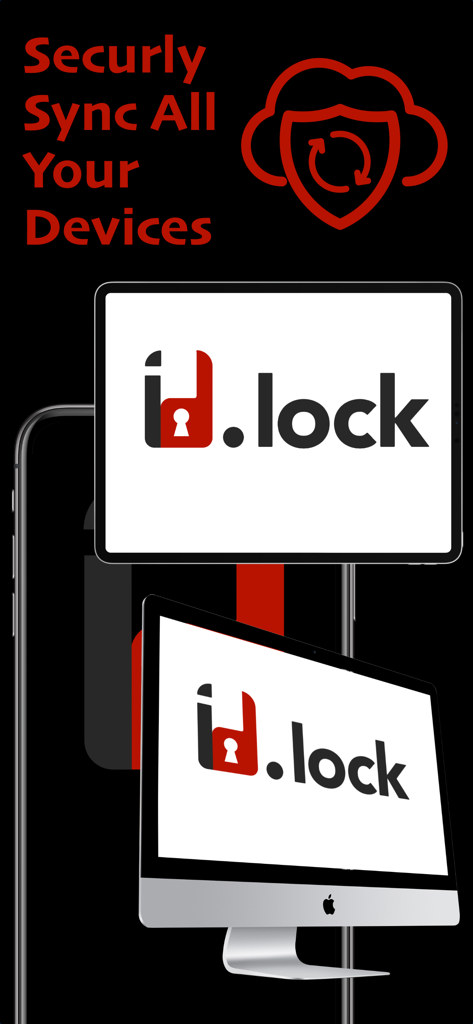 ID Lock - Secure Data Manager - ID Lock app showing secure data synchronization across iPhone iPad and Mac devices