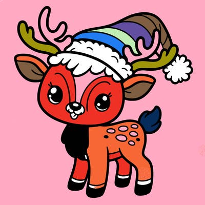 christmas reindeer with santa hat