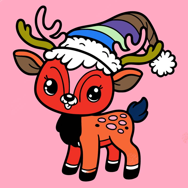 christmas reindeer with santa hat
