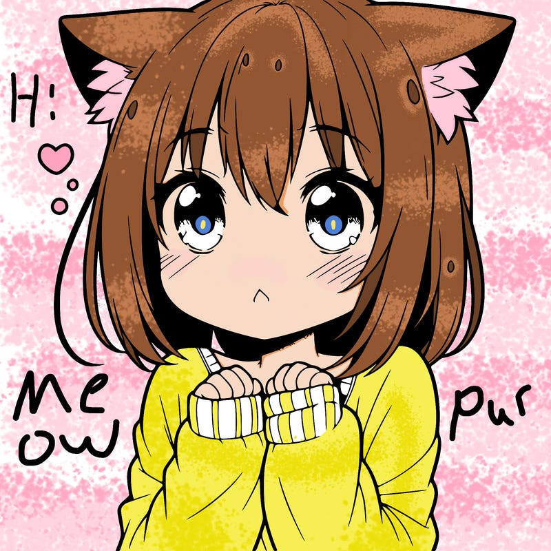 shy anime catgirl