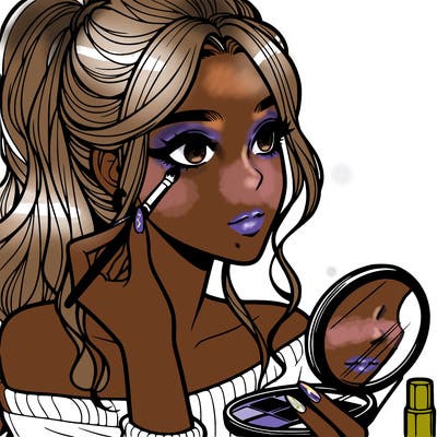 a realistic girl doing her makeup