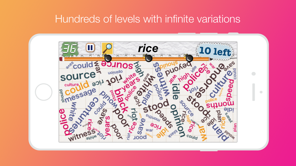 Word Mess - Word Mess gameplay showing a word cloud puzzle on a mobile device