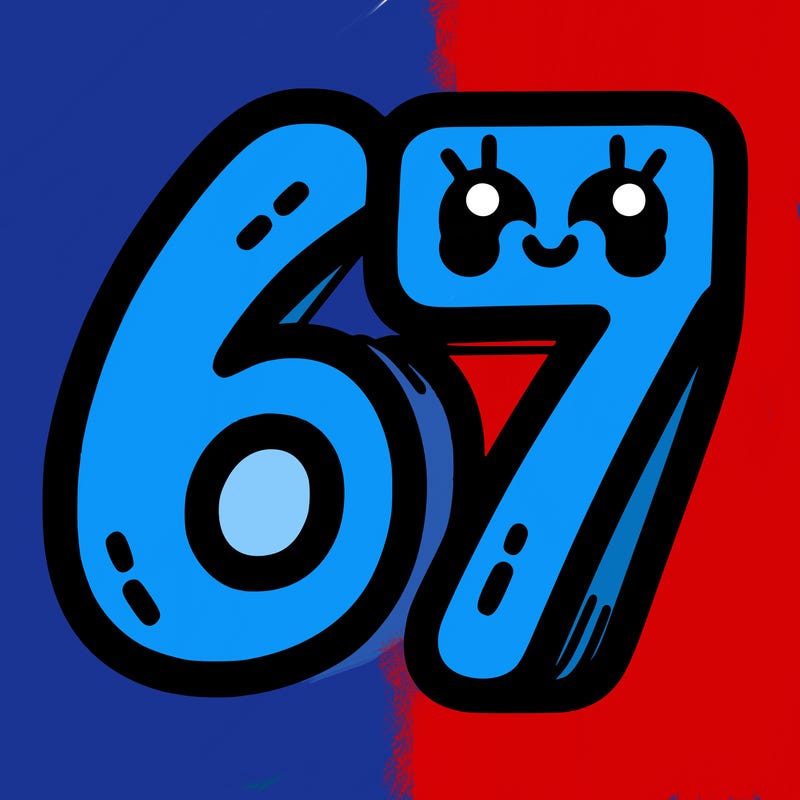 the numbers 67
