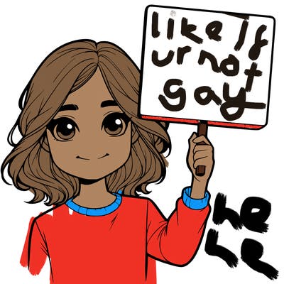 realistic girl holding up a sign