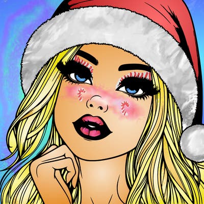 realistic christmas girl with lips