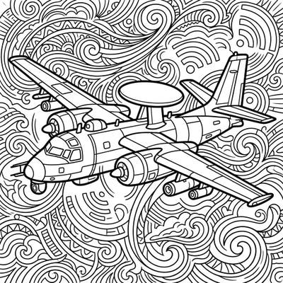 Explore the skies with this intricate coloring page featuring a powerful reconnaissance aircraft. Its detailed design and dynamic background offer an exciting artistic challenge for aviation enthusiasts.