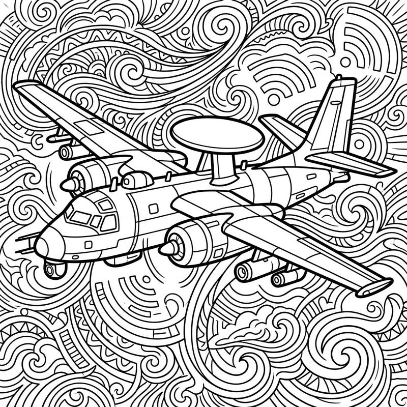 Explore the skies with this intricate coloring page featuring a powerful reconnaissance aircraft. Its detailed design and dynamic background offer an exciting artistic challenge for aviation enthusiasts.