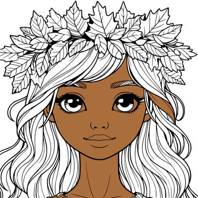 realistic girl with fall leaf crown