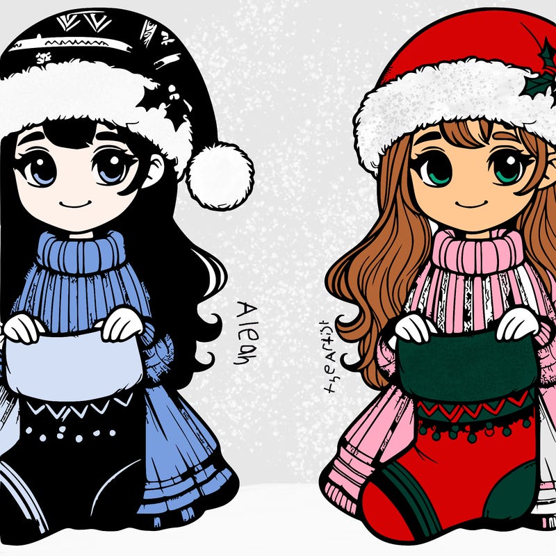 realistic girl with a santa hat on and is holding a socking