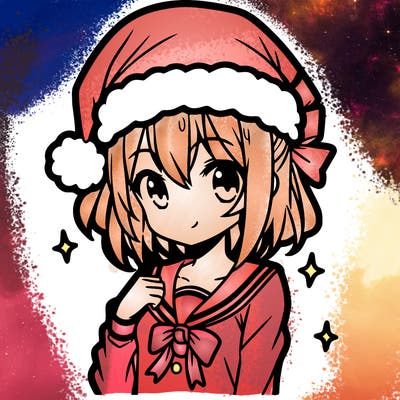 anime girl wearing a santa hat