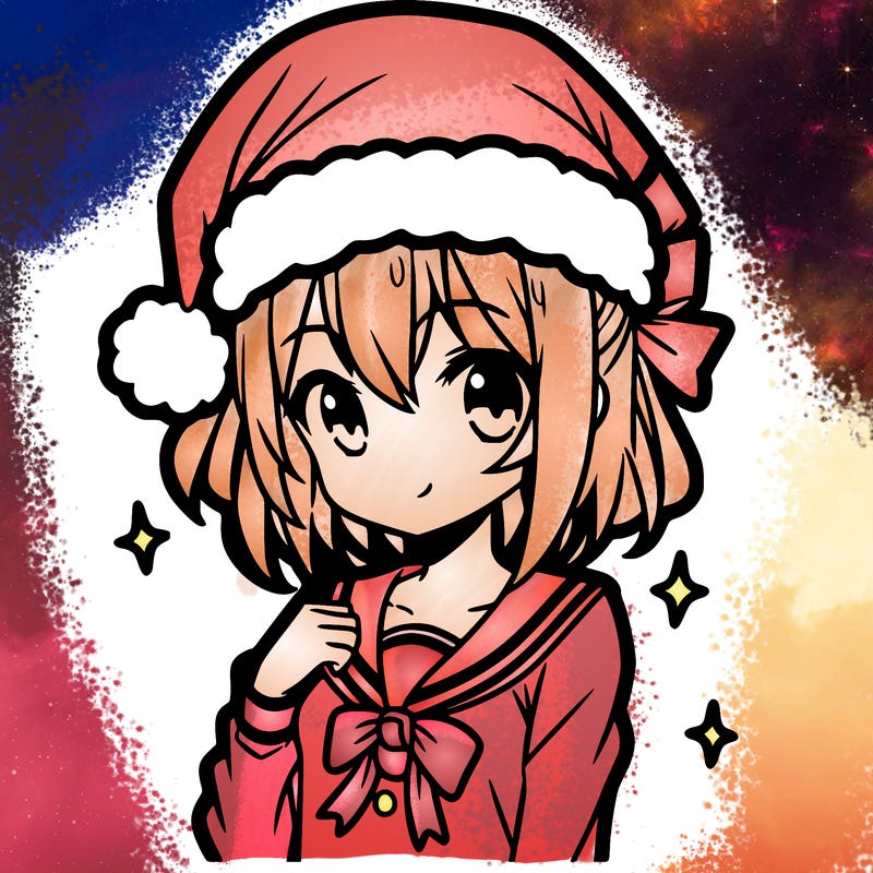 anime girl wearing a santa hat