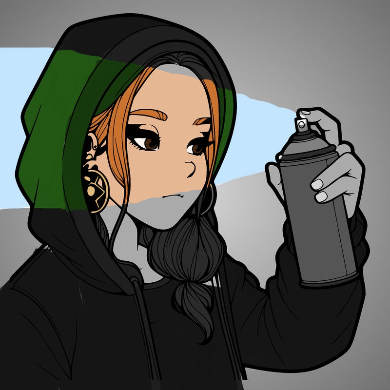 a realistic girl, spray painting