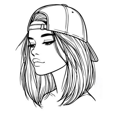 realistic  girl with a backwards hat