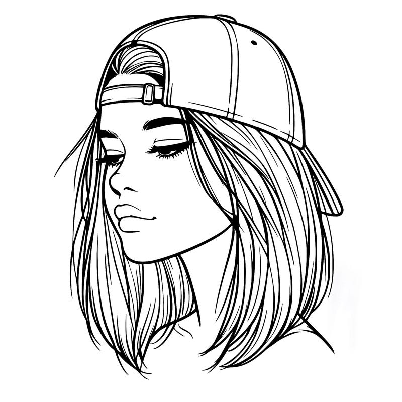 realistic  girl with a backwards hat