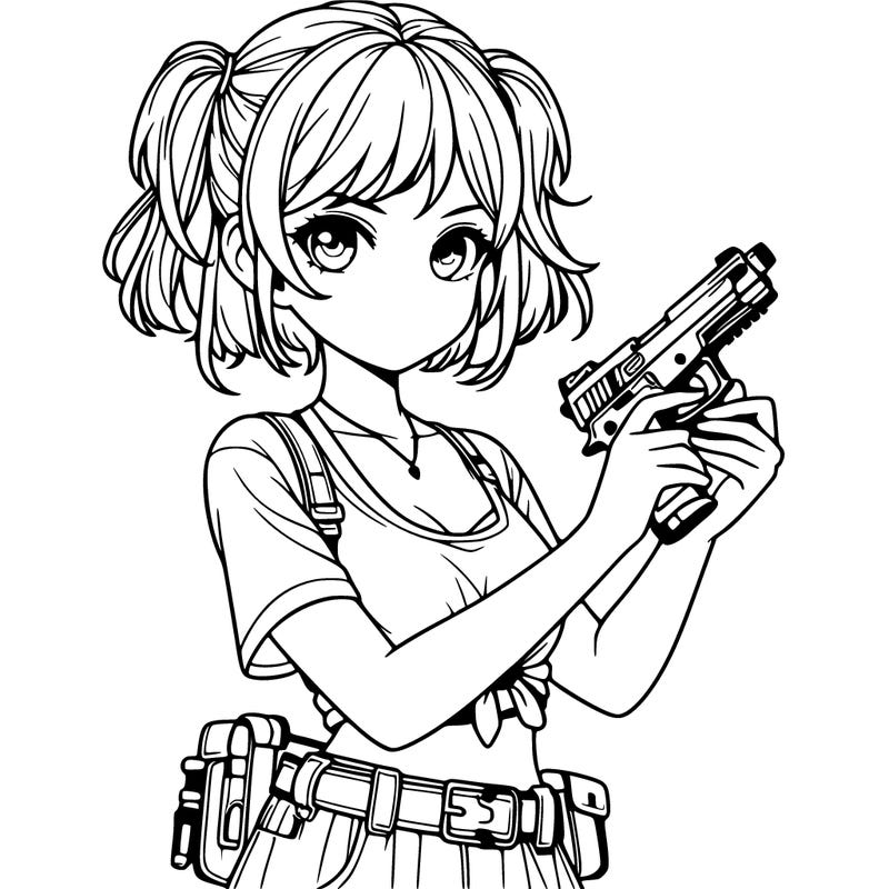 a realistic girl with a gun