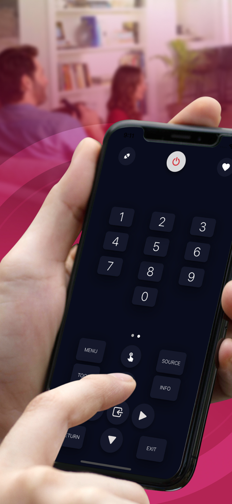 TV Remote for LG - Una persona usando el teclado numérico en la aplicación TV Remote for LG en su iPhone