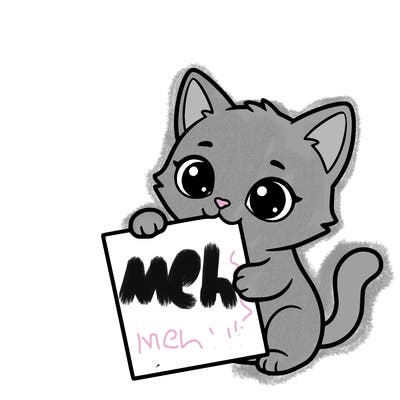 a small cat with a blank sheet of paper in its hand. the cat is sooooooo cute!