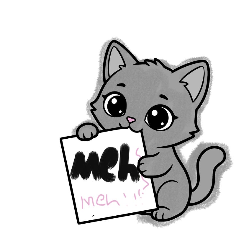 a small cat with a blank sheet of paper in its hand. the cat is sooooooo cute!