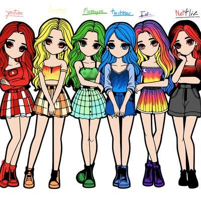 a group of girls realistic