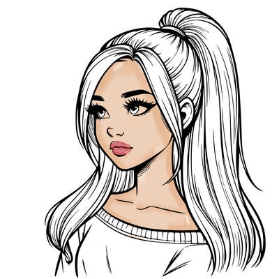 realistic girl with a high ponytail