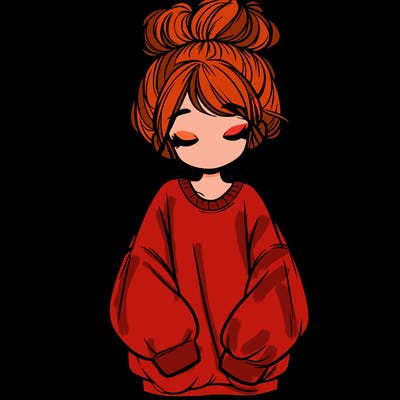 girl with baggy sweatshirt and messy bun