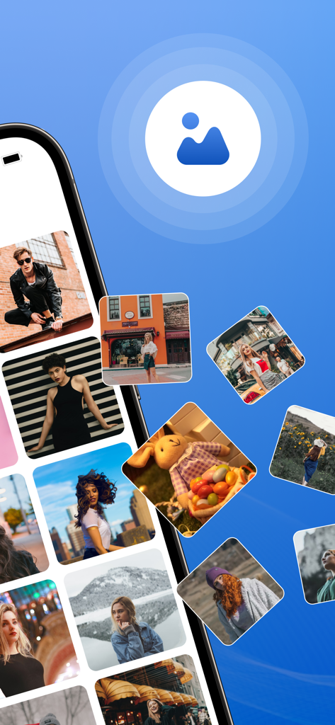 FSaver : Video Saver - Interfaz de la aplicación FSaver que muestra una colección de fotos e historias guardadas