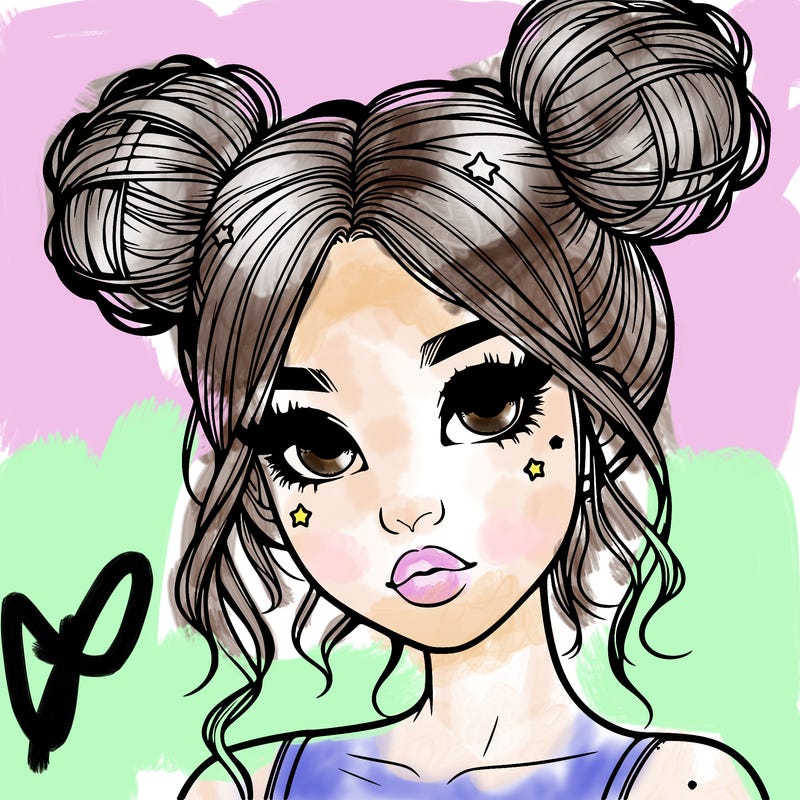 realistic girl with space buns