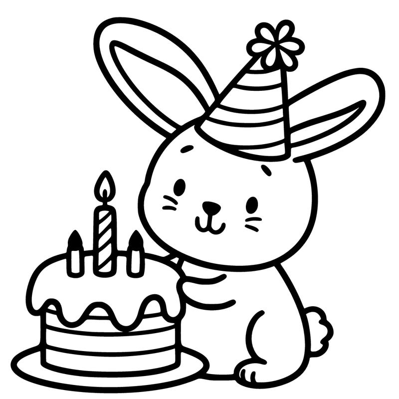 a bunny with a birthday cake