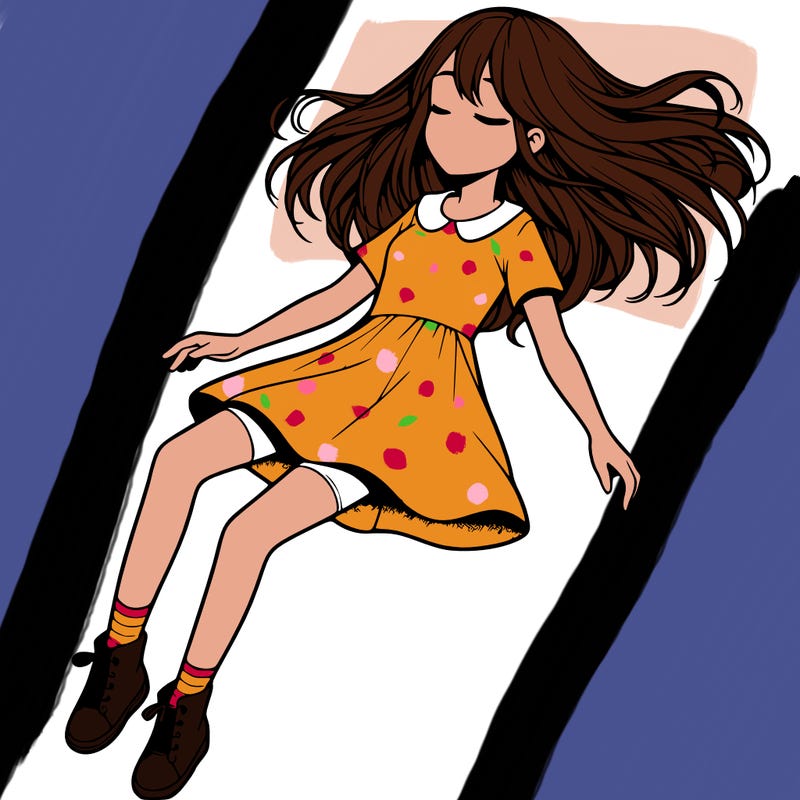 realistic girl floating