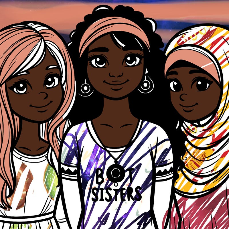 three sisters with a best sisters necklace