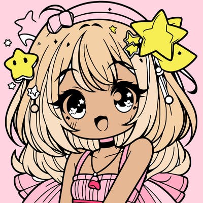 cute anime girl with star accessories