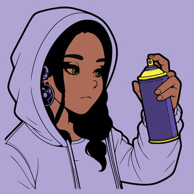 a realistic girl, spray painting